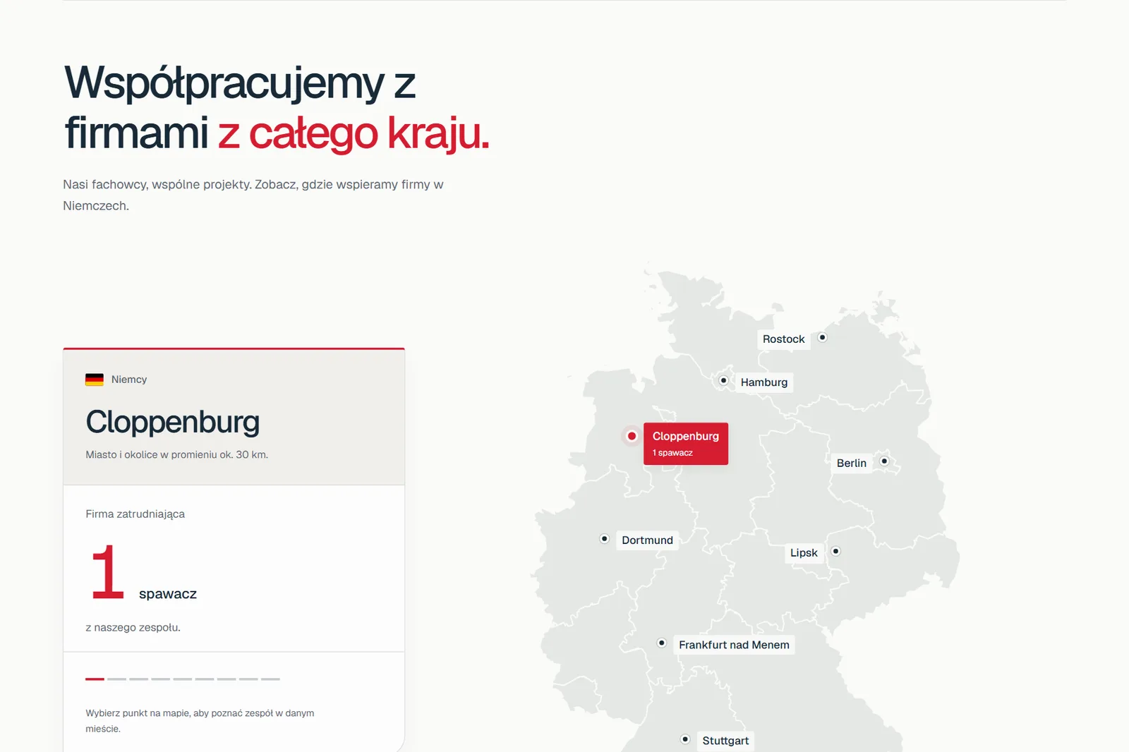 ABM Global - interaktywna mapa Niemiec z miastami, w których pracują fachowcy ABM