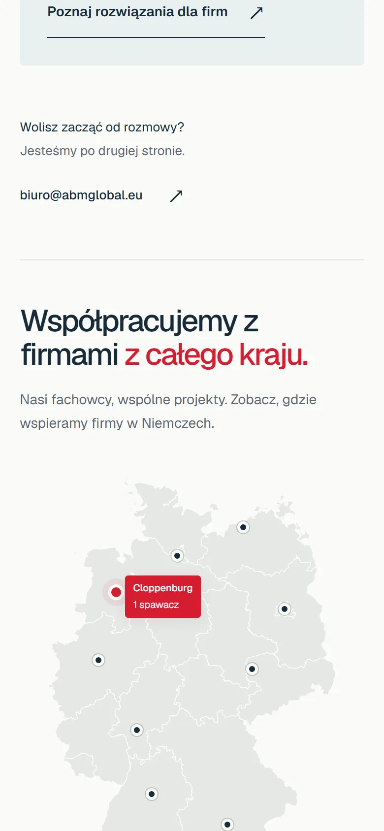 ABM Global - rekrutacja techniczna do Niemiec - widok strony na telefonie, ekran 2