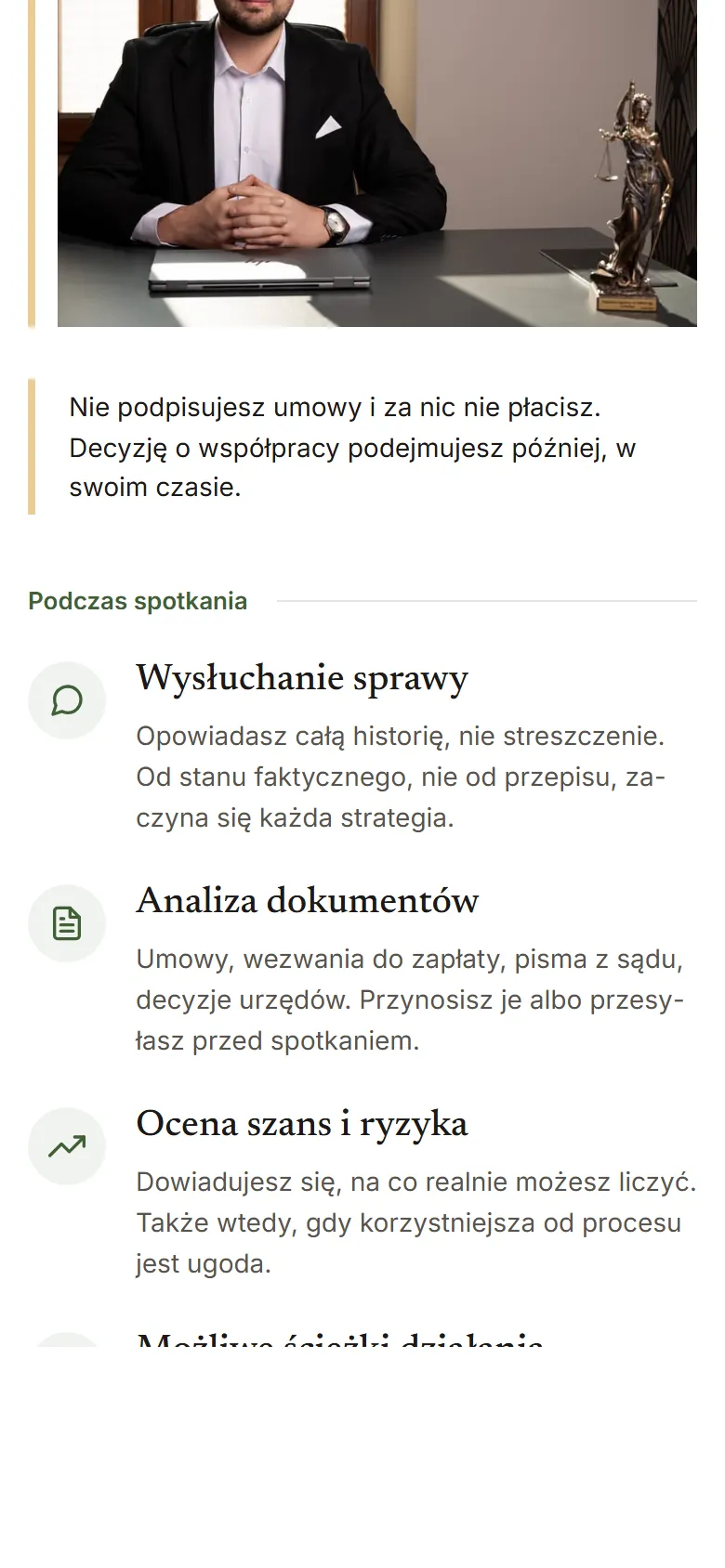 Kancelaria Adwokacka adw. Damiana Adasiewicza - widok strony na telefonie, ekran 4