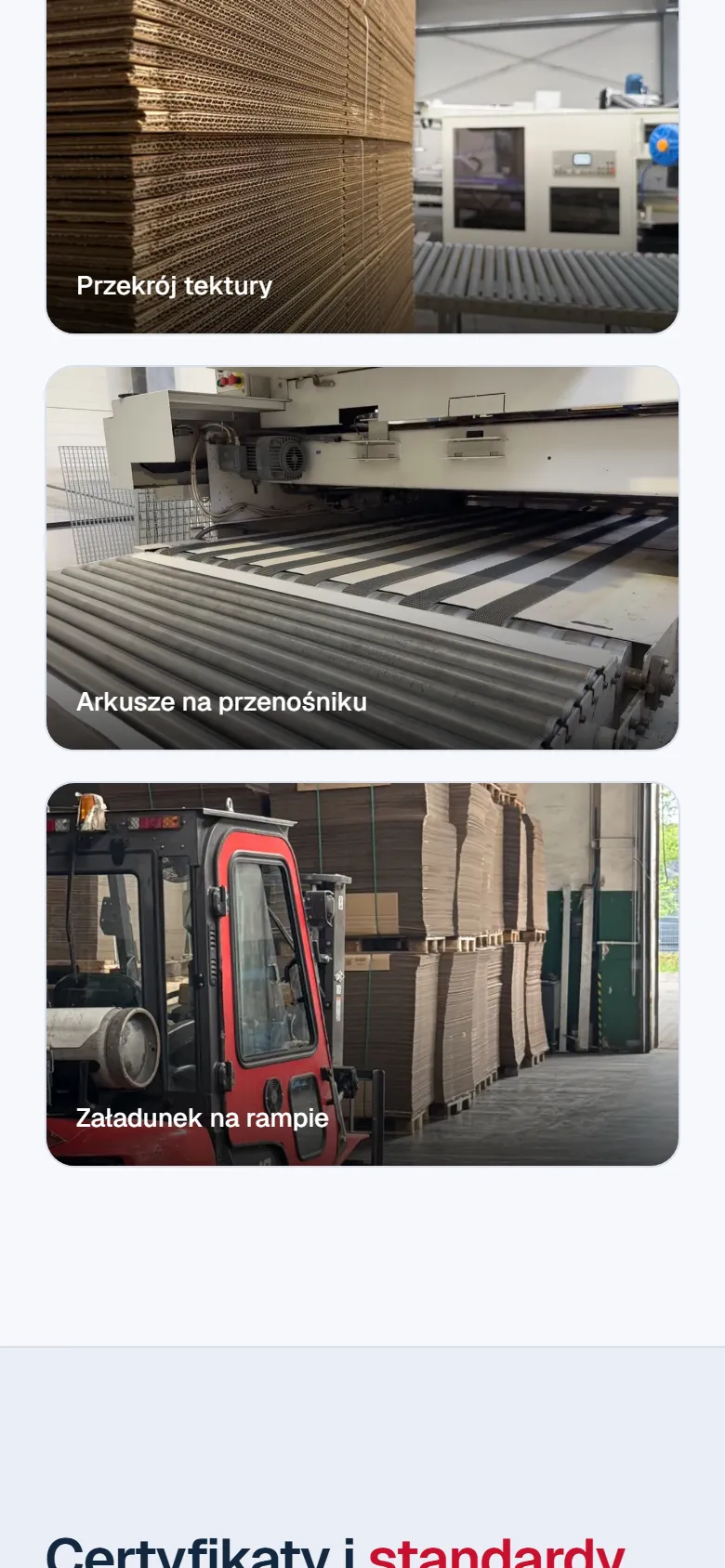 Emtek - producent opakowań kartonowych - widok strony na telefonie, ekran 3